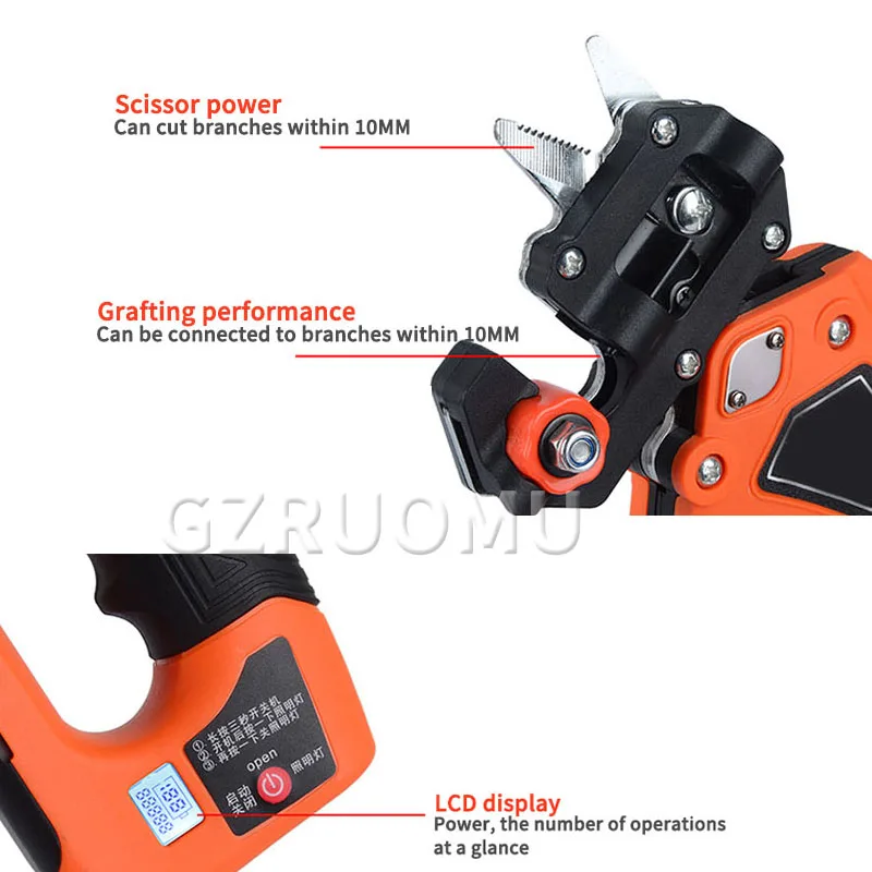 Handheld Lithium Battery Grafting Machine 2 In 1 Plant Stem Seedling Pruning Branch Grafting Tool Multifunctional Pruning Shears