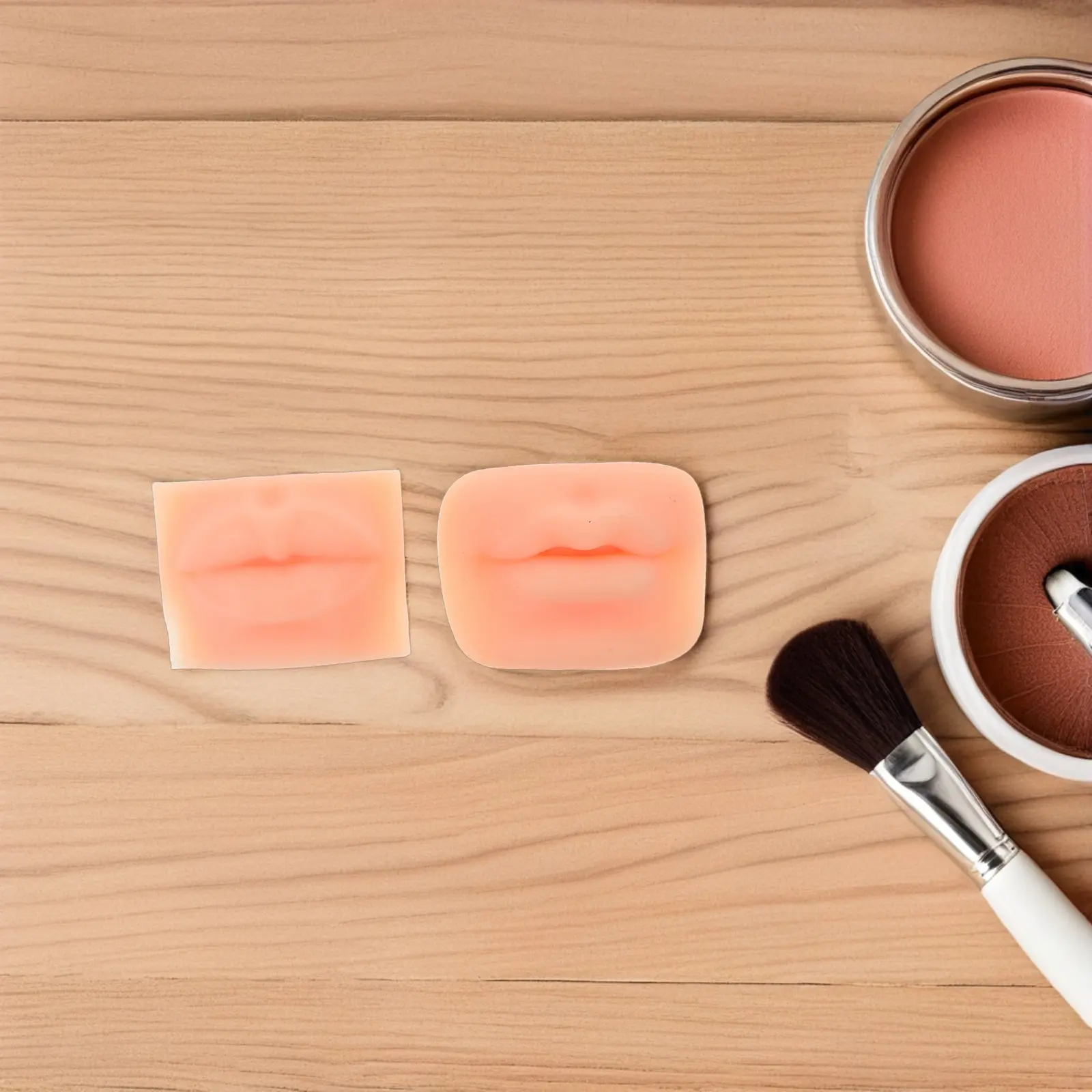 2Pcs 5D Silicone Lips Practice Mold Realistic Square Round Simulation Tattoo Fake Skin Makeup Silicone Lip Mould Tattooing