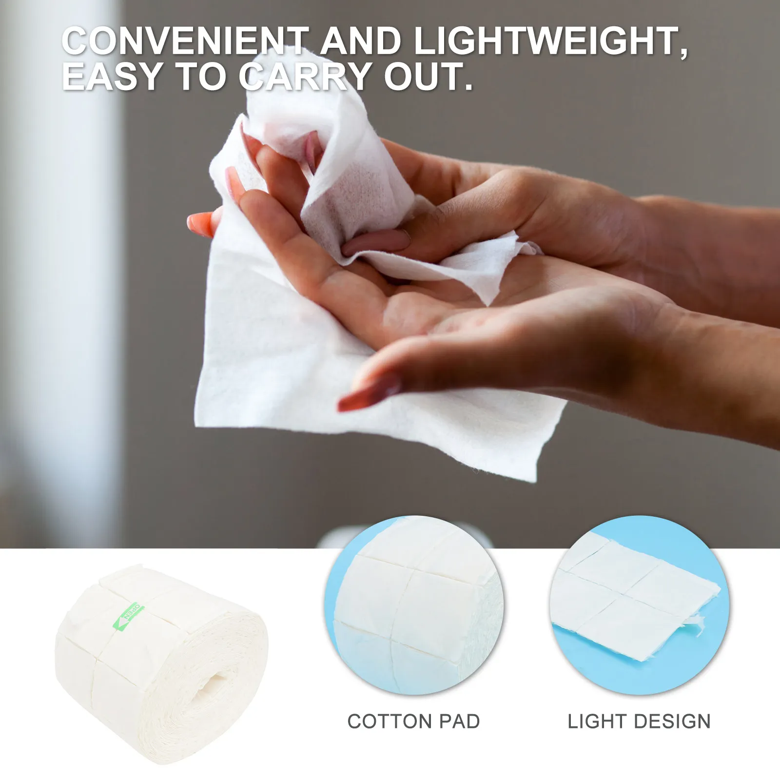 500Pcs Disposable Cotton Nail Wipes Roll Premium Soft Thin Light for Nail Polish Gel Removal Makeup Skincare Salon Home Use view 6