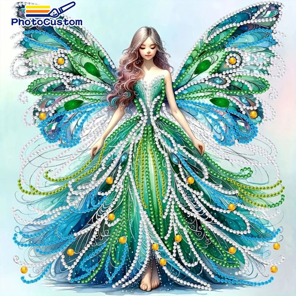 

PhotoCustom 30x30cm 5D DIY Partial Special Shaped Drill Diamond Painting Fairy Girl Kit Home Decoration Art Craft Mosaic Paintin