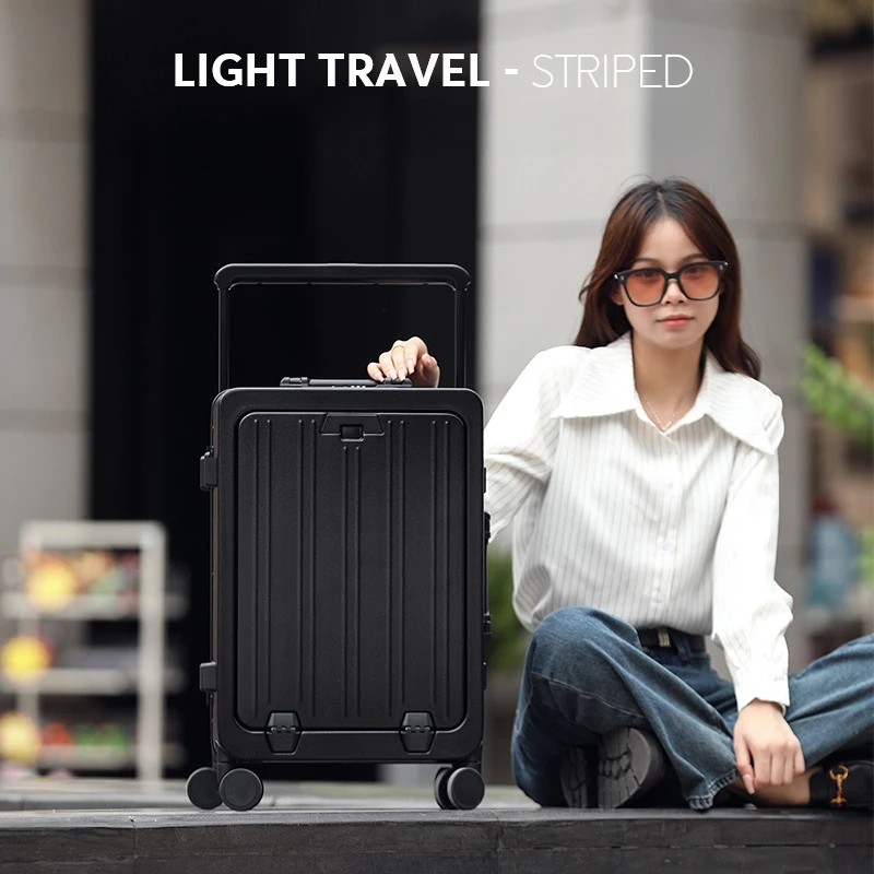 Travel Suitcase Front Opening Boarding Box Large Capacity Trolley Case multifunction Rolling Luggage Fashion Trolley Case