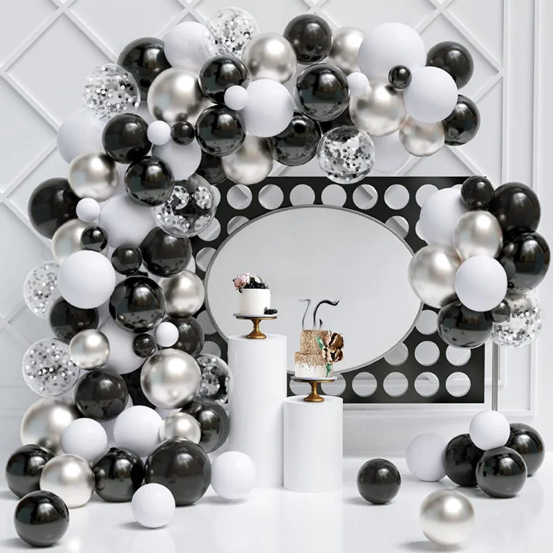 

Silver Black White Balloons Garland Arch Kit Birthday Party Decorations Adult Kids 1 2 5 10 15 25 30 35 40 50 60 Year Old