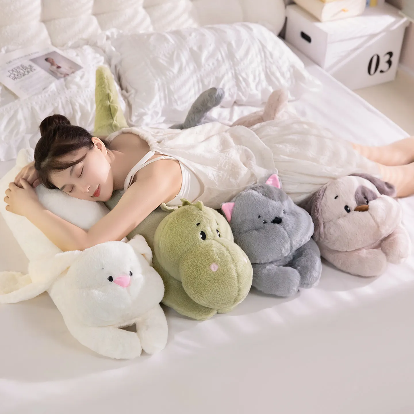 

Мягкая плюшевая кукла с изображением котенка, собаки, кролика, динозавра, уютная подушка большого размера, успокаивающая подушка для сна, милый детский компаньон