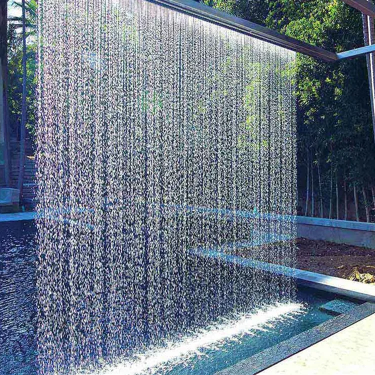 Outdoor Software Control Graphical Digital Waterfall Colorful Light Fountains Water Rain Curtain