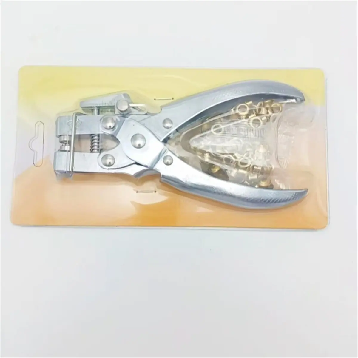 Eyelet Grommet Pliers Kit - 1 Hole Punch with 100 Gold Grommets for Crafts and PU