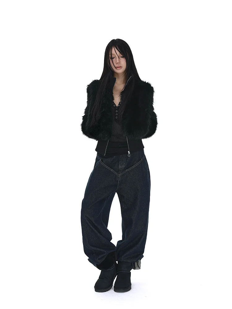Lautaro Spring Winter Short Black Soft Thick Warm Hairy Faux Fur Coat Women Zip Up Luxury Designer Clothes Fluffy Jacket 2025