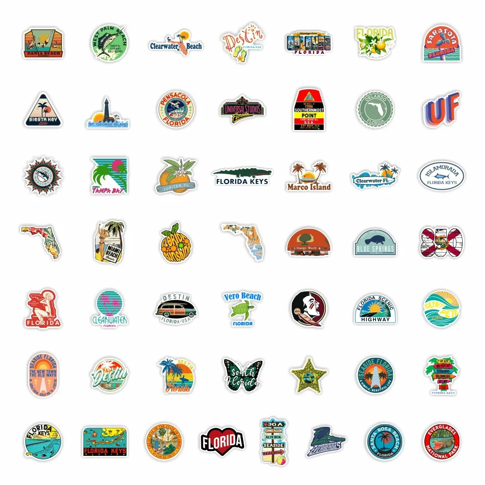 10/30/50pcs Florida Stickers Laptop Bicycle Guitar Skateboard Sticker Kid DIY Graffiti Waterproof Stickers Toy