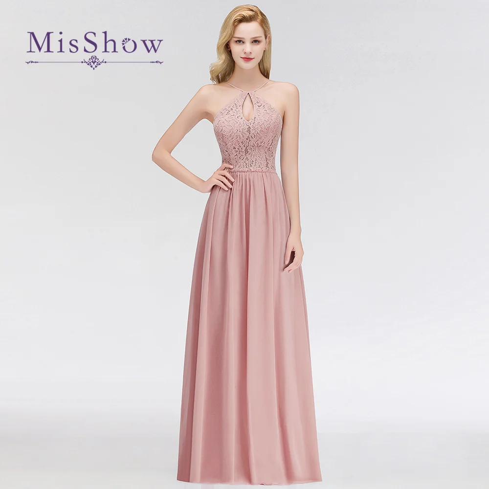 Elegant Dusty Rose Lace Bridesmaid Dresses For Wedding Guest 2023 Sexy Long Chiffon Maid of Honor Party Prom Gowns Women Gift