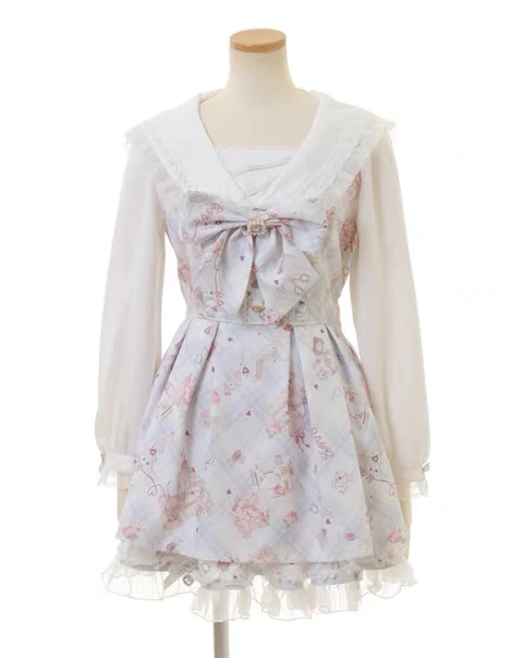 

Mine tie sweet spring and autumn new bow bear perfume dress shorts set Lolita dress set knee length fluffy dress