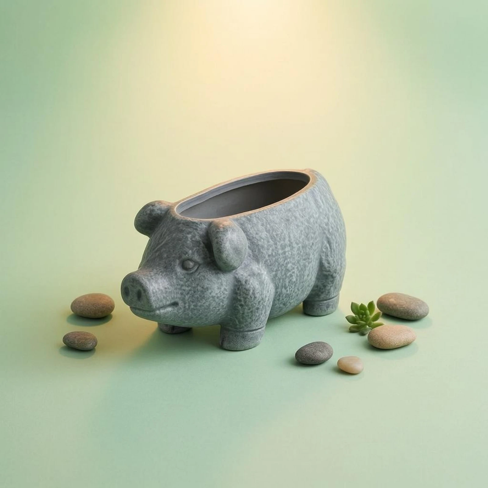 Pig-Shaped Planter Uncovered Top Pig Planter Decorative Small Plants