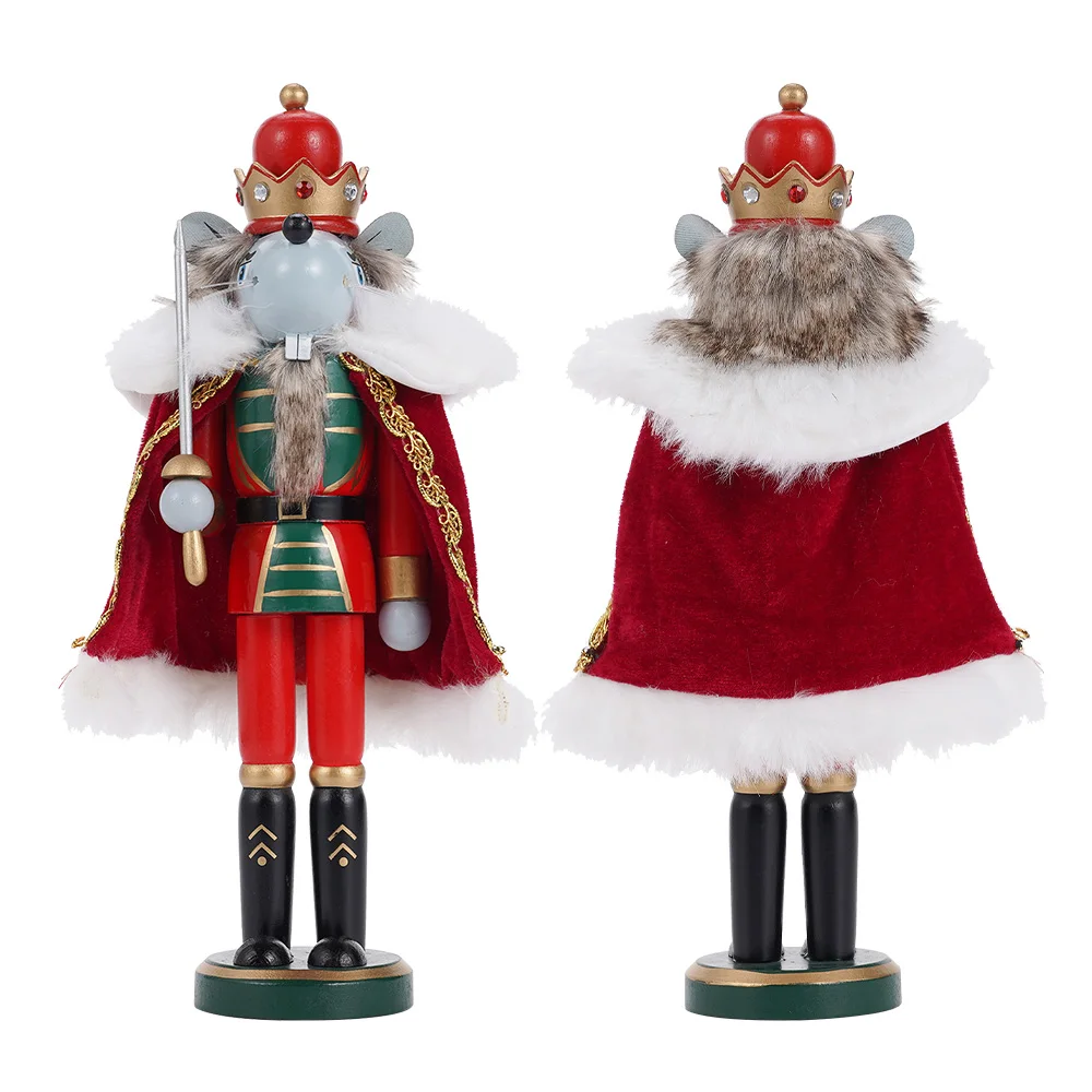 1Pcs 30CM Gift Nutcracker King Mouse Fencing Style Puppet Wooden Handicrafts Christmas Decoration Desktop Ornaments