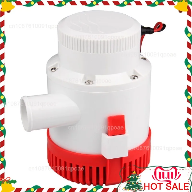 Large Water Outlet DC Small Water Pump 12/24V Bilge Waterproof Drainage Pump 1500/2000/3000GPH