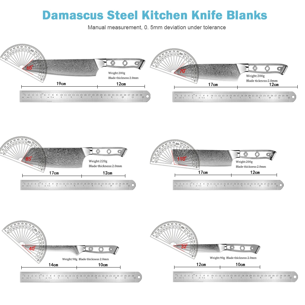 XITUO Kitchen Knives 1-6PCS Set Damascus Steel Blank Blade Chef Knives Sharp Handmade Personalized DIY Custom Knife Accessories