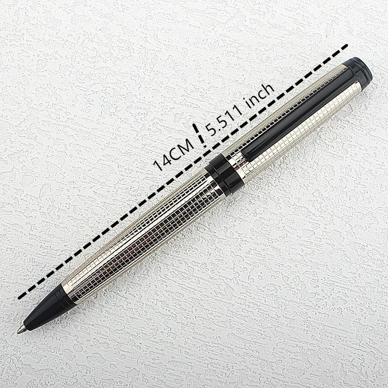 Luxury High Quality Silver Plaid Ink METAL Ballpoint Pen Stationery Office School Supplies New