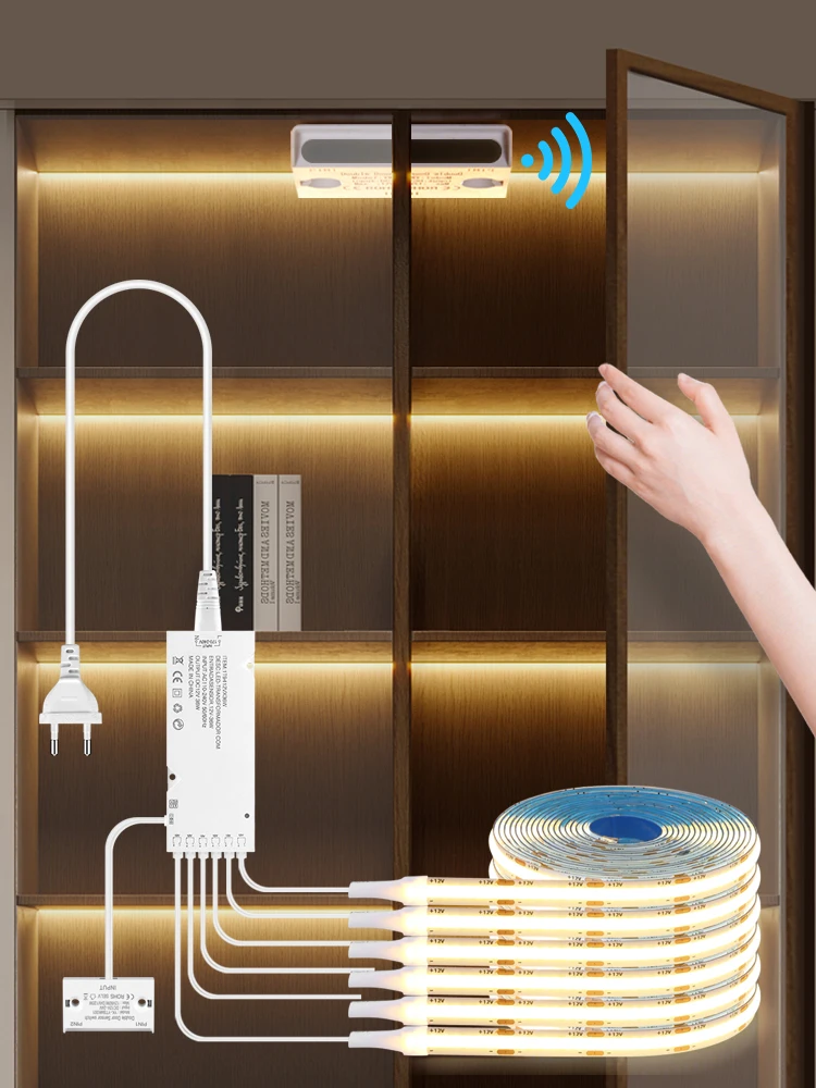 12V COB LED Strip Licht Slimme Dubbele Deur Sensor Schakelaar Kastverlichting voor uw kamer Verlichting Dupont LED Tape Deur Open Licht-AAN - afbeelding 2