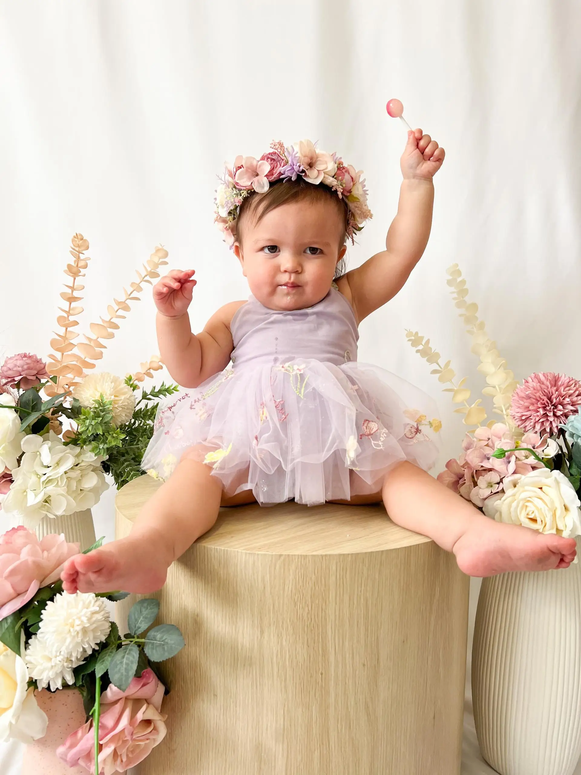 Newborn Baby Romper Dress Lacy Flowers Sling Dress Baby Dress Princess Birthday Dress 0-24 Months