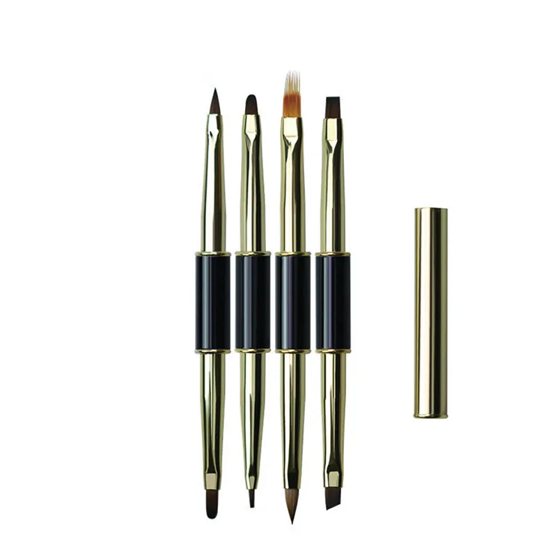 1/7PCS Double Head Sandalwood Handle Nail Brush Liner Brush Painting Pen Gel Brush Crystal Nail Art Manicure