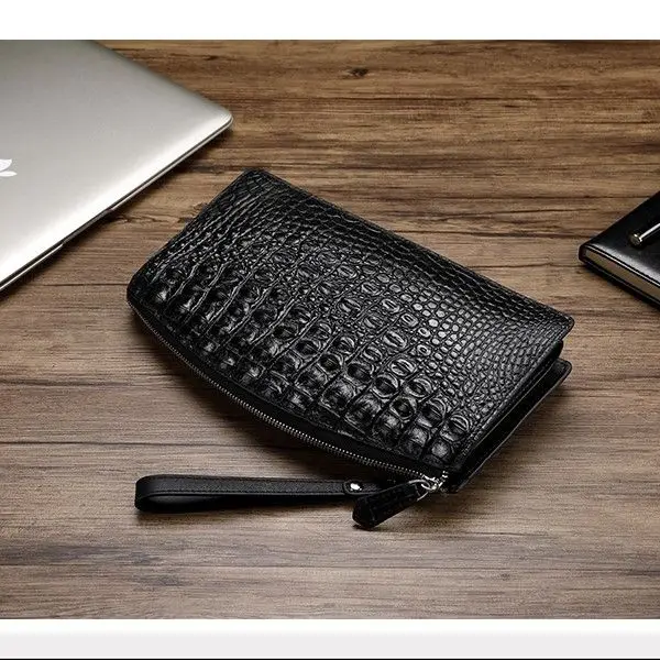 New Fashion Men Large Clutch Cow Genuine Real Leather Boy Alligator Luxury Brand Business Clutches Male Wallets Cash Purses