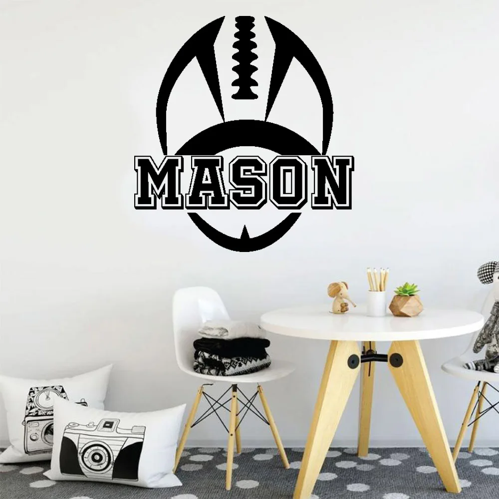 1 pc cool Custom Rugby Sports Name Wall Art Decal Wall Stickers Pvc Material For Living Room Kids Room Wall Art Decal