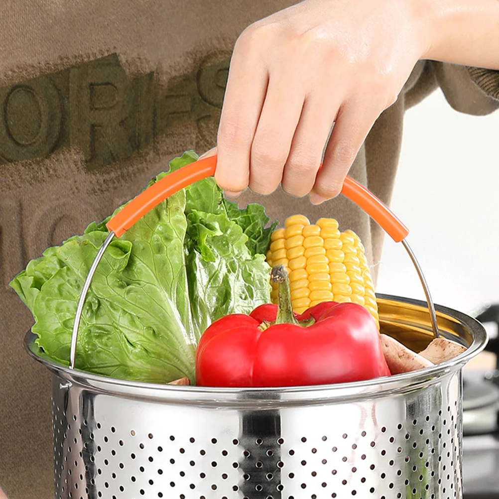 

3L Stainless Steel Steamer Basket Food Steaming Rack Dense Fine Holes Non-Slip Design For Meat Dumplings Seafood Vegetables Rice