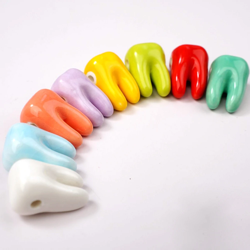 10pcs 12x13mm Tooth Shape Ceramic Beads For Jewelry Making Loose Ceramics Bead DIY Bracelet Necklace Earring Accessories