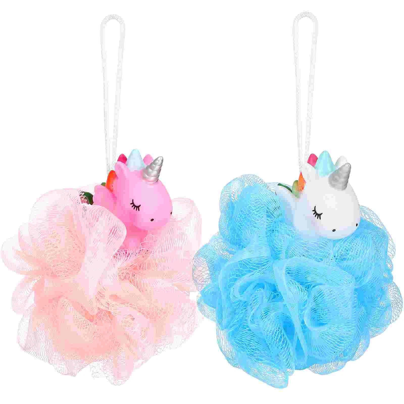 2 Pcs Aldult Scrub Unicorn Bath Ball Baby Sponge Sponges for Toy Pe Kids Loofah