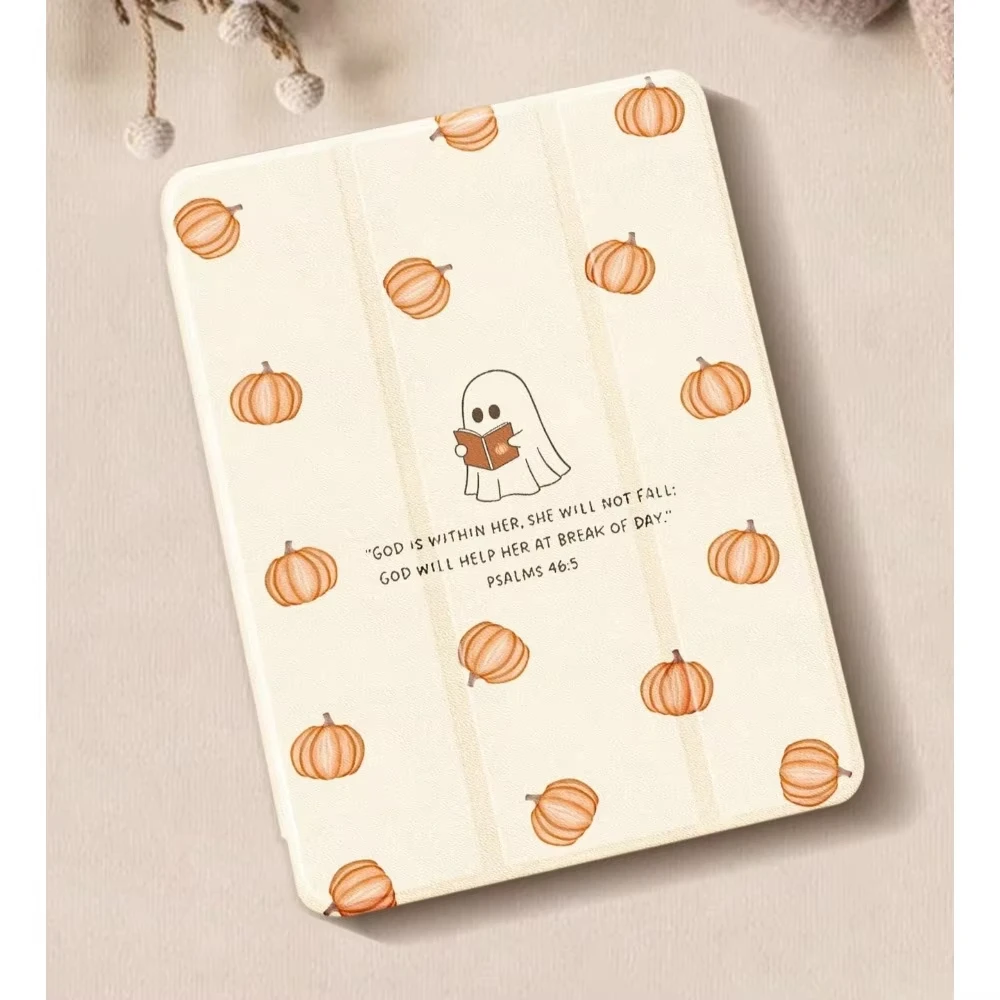 Cute Ghost Halloween Pumpkin Tablet Case For iPad pro 10/11/2020/6th/7th /8th /Air 3rd/Air 4th/9th gen/Air 5th Gen 2022/Air 11