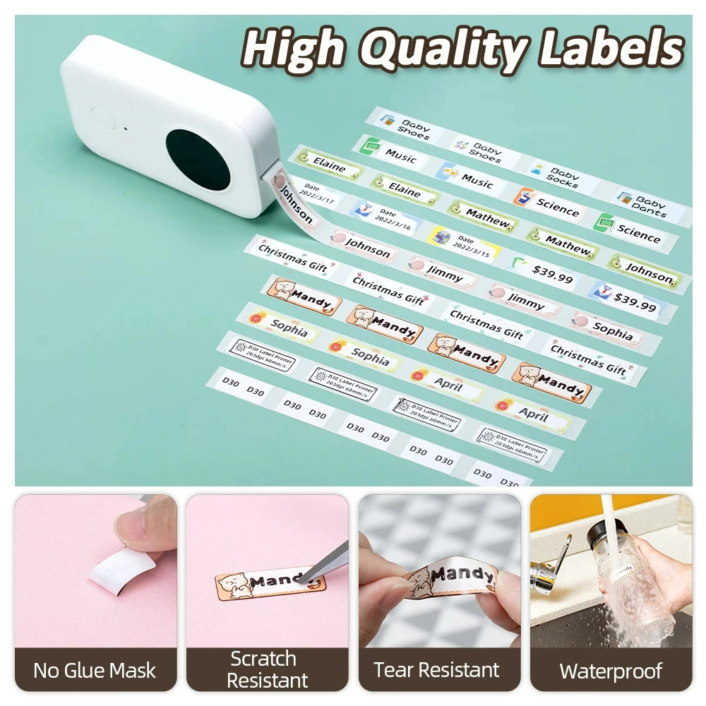 Wireless Pocket Label Maker D30 Portable Bluetooth Thermal Label Maker Handheld Mini Machine w/ Adhesive Label Tape Home Office