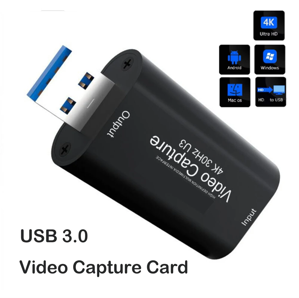 4K USB 3.0 Video Capture Card USB 2.0 HDMI-compatible Game Grabber Box for PS4 DVD Camera PC Recording Video Live Streaming