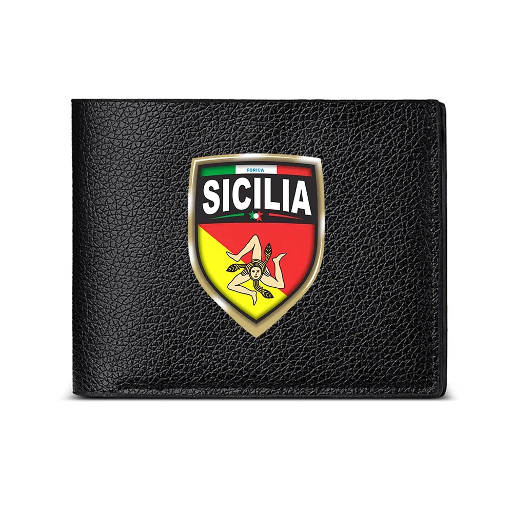Sicilia Shield Emblem Men's Wallet Card Holder Casual Business Fashion Design