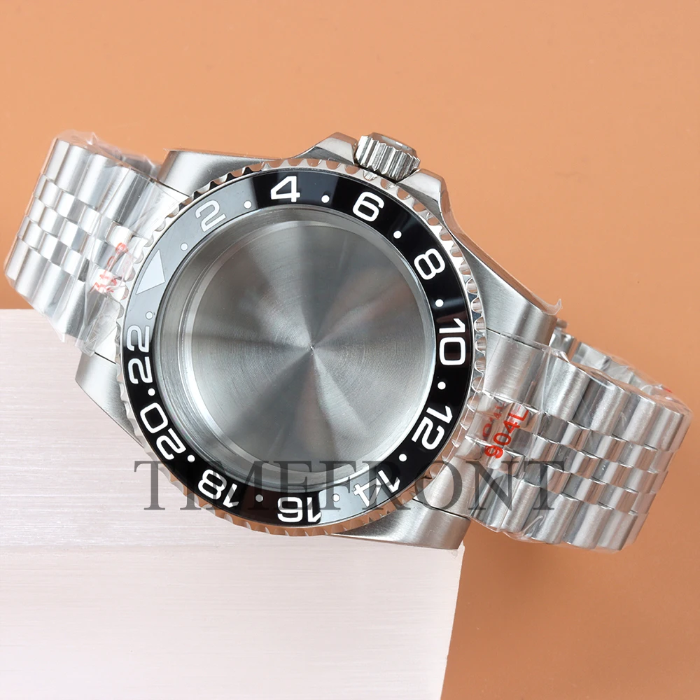 Fit Modified Seiko NH35 40MM Watch Case Classic 24 Hours Ceramic Bezel For GMT NH34 NH35 NH36 NH38 Movement 28.5mm Dial Jubilee image 3