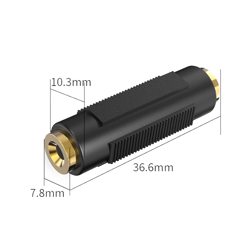 Vergoldeter 3,5-Doppel-Audio-Stereo-Adapter für Mutter-zu-Mutter, 3,5-mm-Buchse-zu-Buchse, 3,5-Buchse-zu-Buchse, gerader Kopf – Detail 3