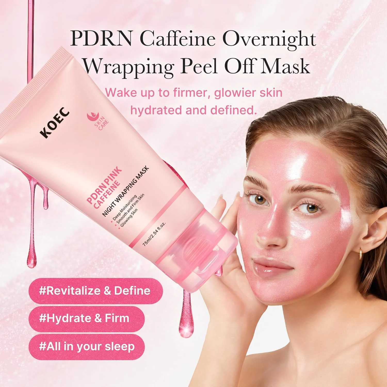 PDRN – masque Facial à caféine, emballage de nuit, raffermissant, défaut pour la peau raffinée, du verre et le Contour du visage, soins coréens pour la peau