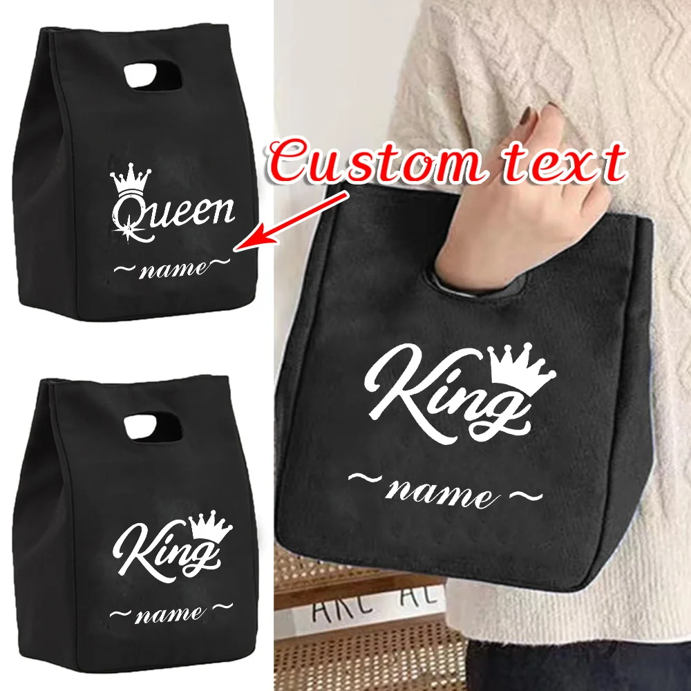

Personalized Customization Name Insulated Lunch Bag Canvas Environmentally Friendly Refrigerated Bag Picnic Lunch Bag