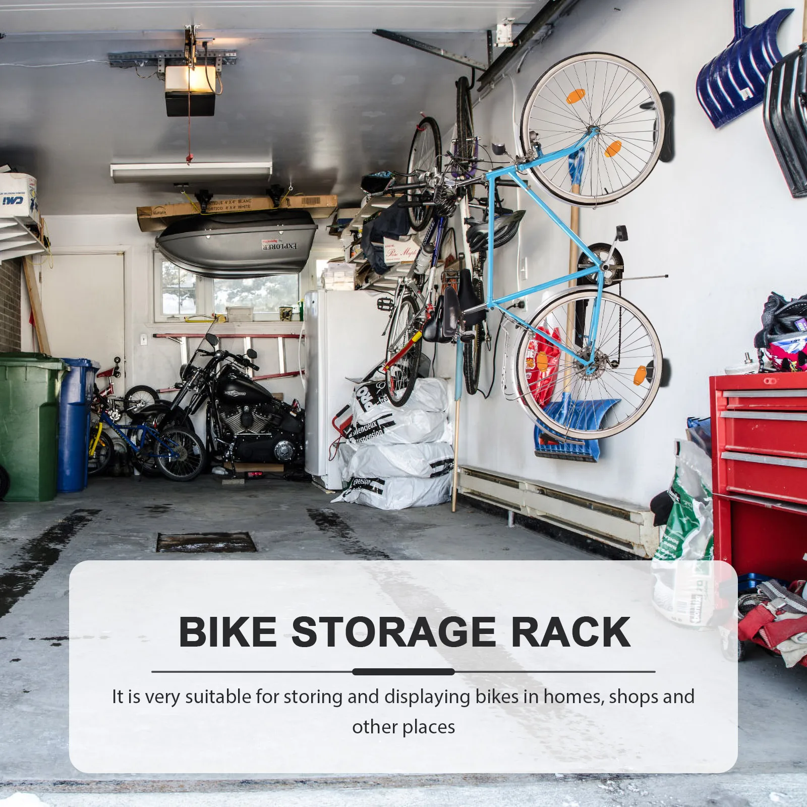 

1 set 1 Set Wall-Mounted Bike Hanger Heavy-Duty Steel Hook Wear-Resistant Sturdy Household Bike Holder Home Shop Storage Rack