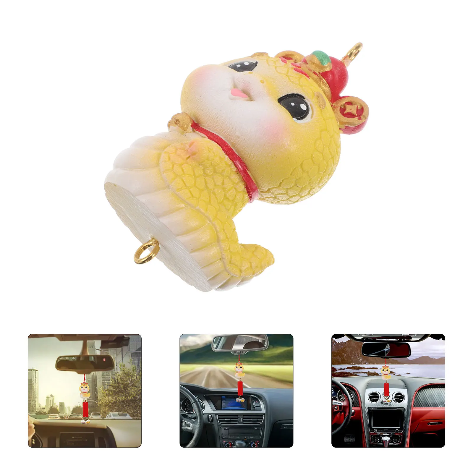 

Snake Car Charm Rearview Mirror Hanging Chinese Zodiac Wealth Blessing Resin Metal Easy Install Home Office Decor