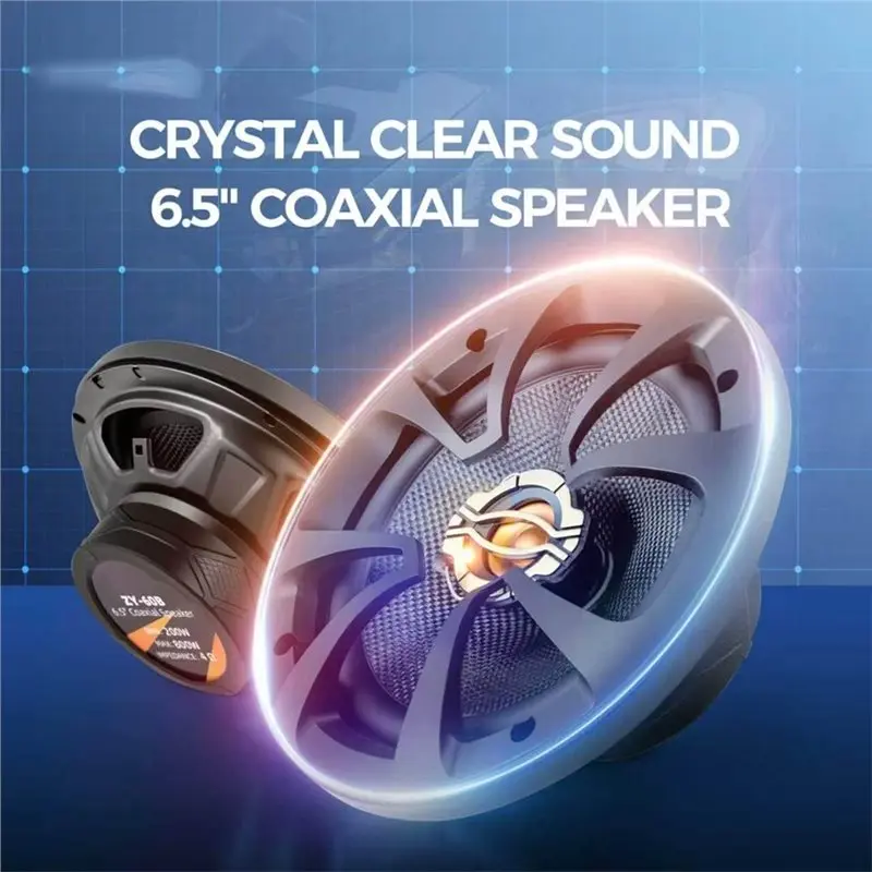 6.5 Car Speakers, 800W Max, 200W RMS, 4 Ohm, Universal Fit (Pair)-A09I