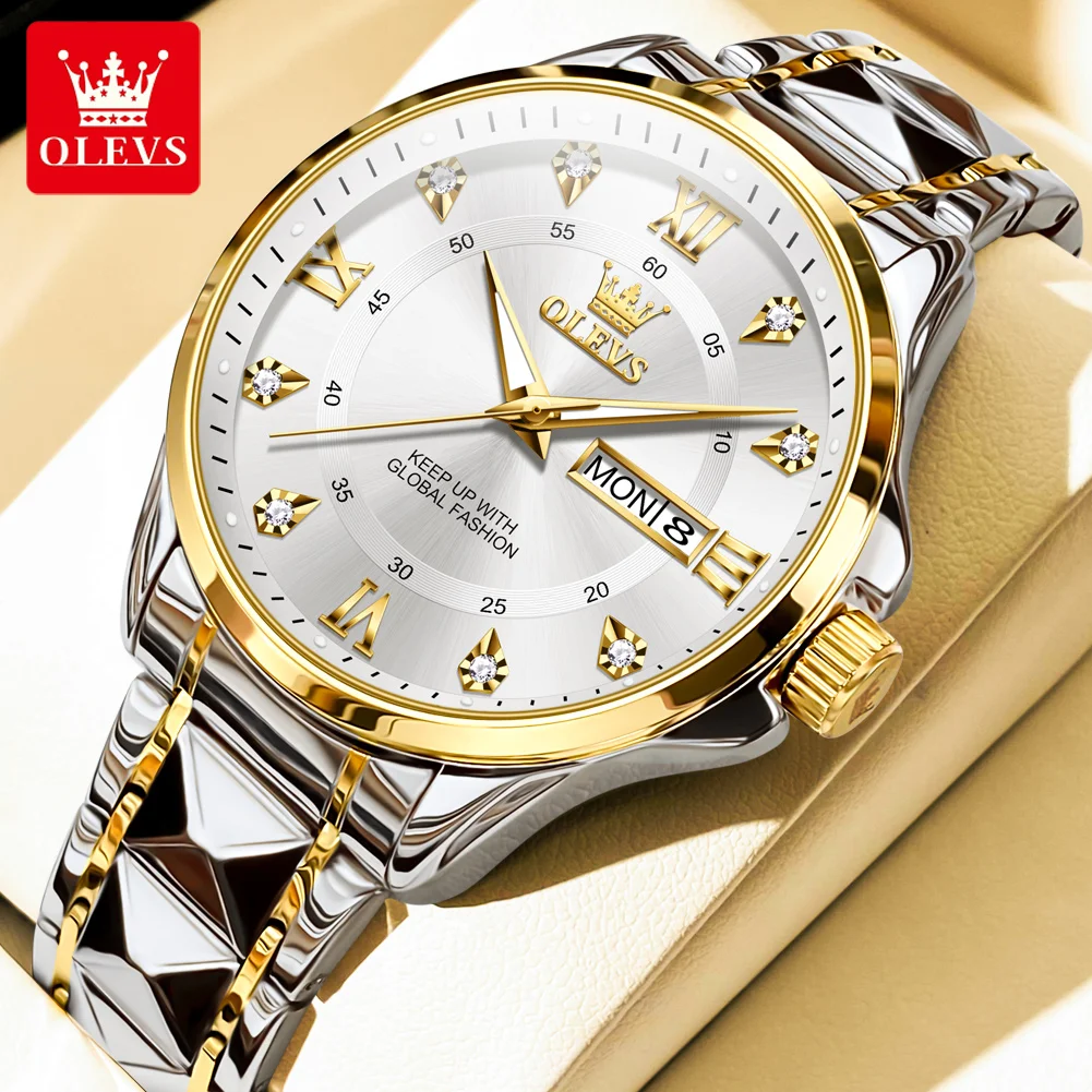 

OLEVS 2906 Luxury Original Wristwatch For Man Luminous Week Date Waterproof Classic Business Dress Men's Quartz Watch