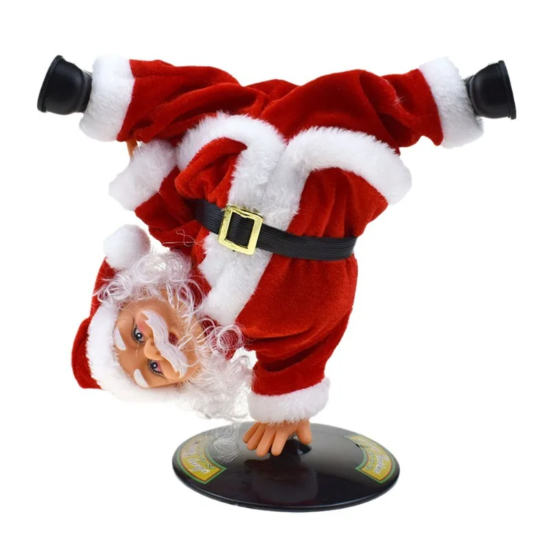 Creative Cute One-handed Upside Down Rotating Electric Toys Music Street Dance Father Christmas Toys Children's Christmas Gifts