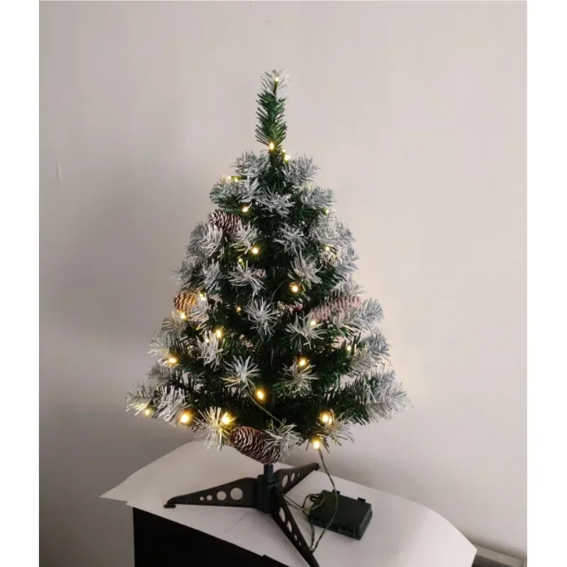 Small Christmas Tree PVC Material with LED Lights Pine Cone New Year Party Atmosphere Decoration 45cm/60cm