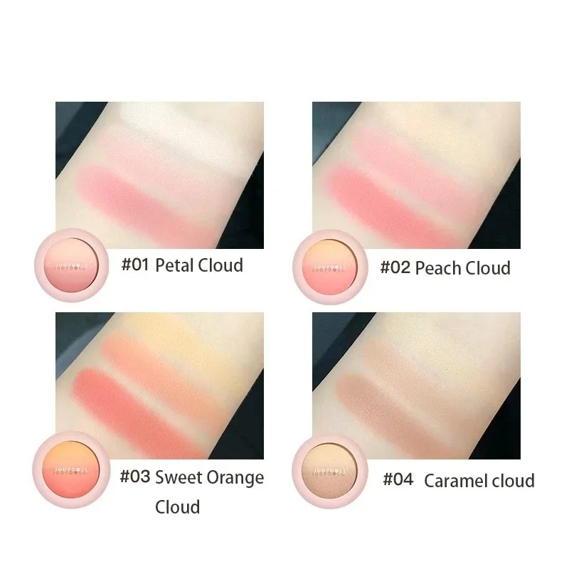 Niedliche erröten Palette Farbverlauf erröten Pfirsich aufhellen Sonnen untergang Kumquat sanfte nackte und natürliche Frauen Gesicht Make-up