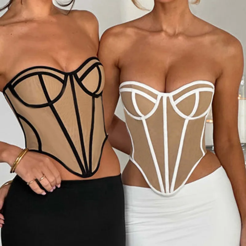 

Bare Shoulder Corset Bustier Camisole Shapewear Tops Sexy Women Y2k Sleeveless Tube Top Summer Streetwear Slim Fit Strapless Top