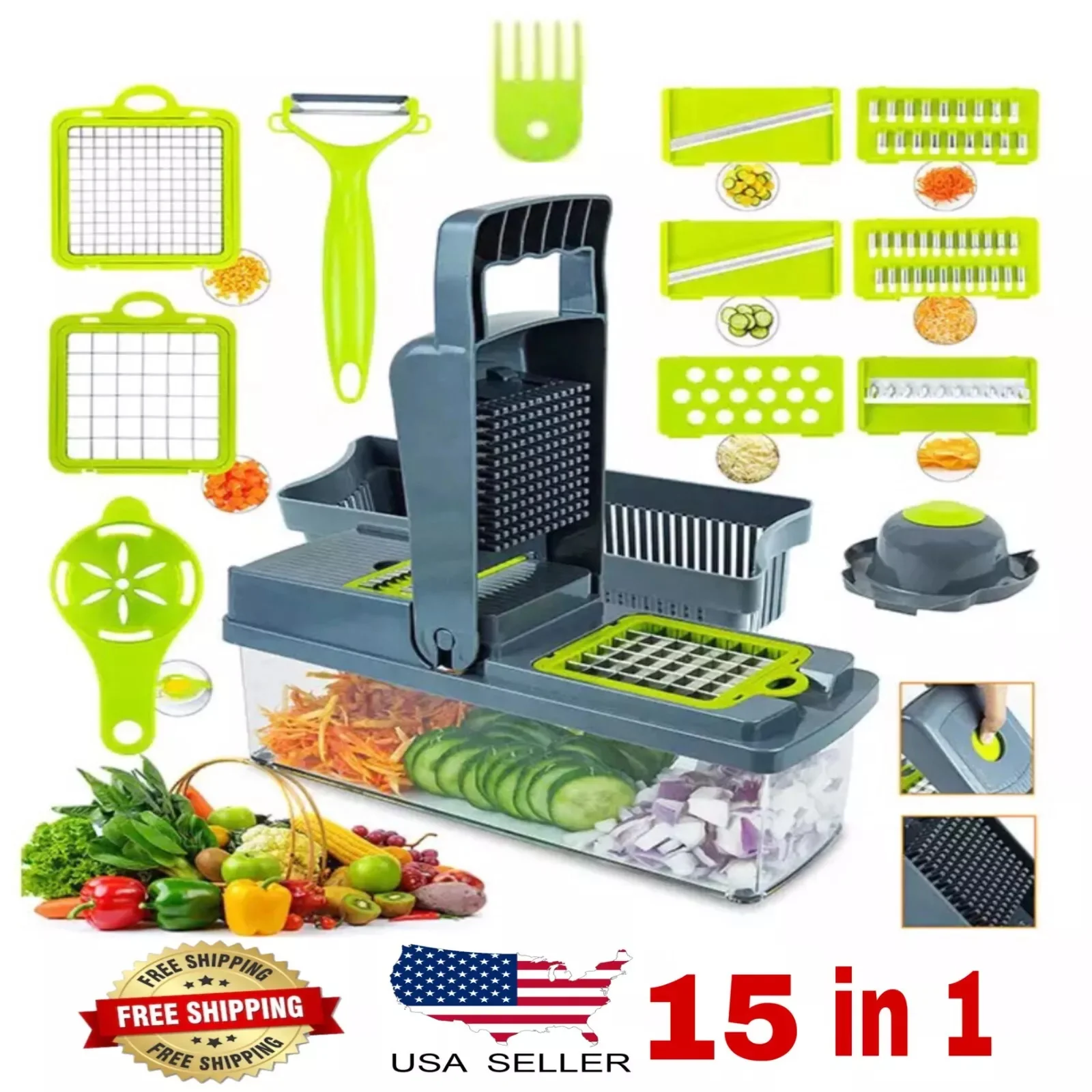 

Vegetable Fruit Chopper Cutter Food Onion Veggie Dicer Slicer Kitchen