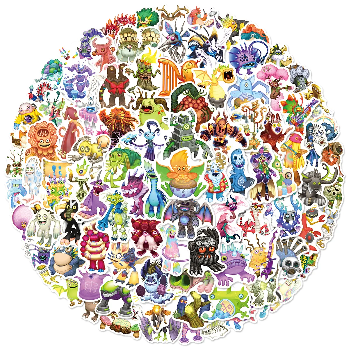 100PCS (Small Size) Cartoon Cute Music Monster Graffiti Stickers Decorative Tablets Phones Stationery Boxes Handbooks Stickers