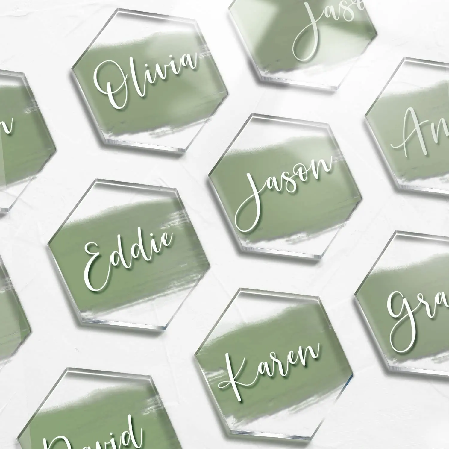 Clear Acrylic Hexagon Blank Plates, Table Seating Number Tiles Handwritten Name Plate for Birthday Party Wedding Decoration Sign