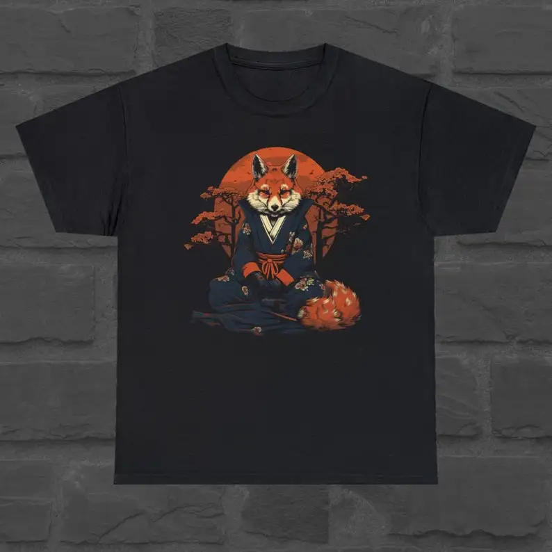 Kimono Fox T-Shirt  Japanese Fox Tshirt  Harajuku  Japanese Tshirt  Anime Tshirt  Fox Shirt  Japanese Streetwear