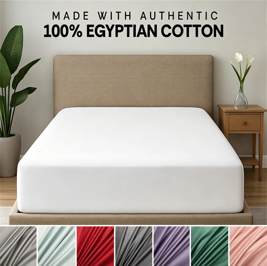 3Pcs Set Luxury Soft Egyptian Cotton Fitted Sheet and Pillowcase 1000 Thread Count Bed Sheet Set Sateen Weave Mattress Cover
