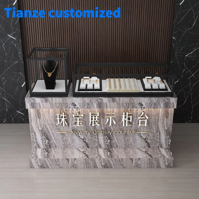 [Customized] custom portable store jewelry display table glass jewelry display table shop