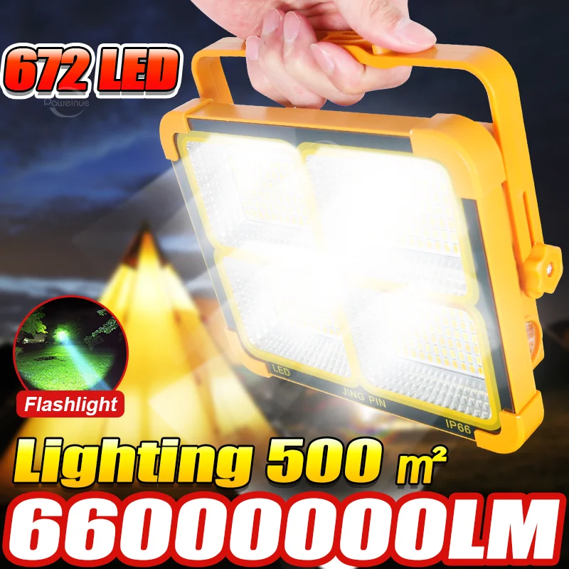 NEW Upgrade Solar Camping Lamp 66000000LM Super Bright LED Hanging Light Portable Waterproof Outdoor Tent Lamp Emergenc Fishing