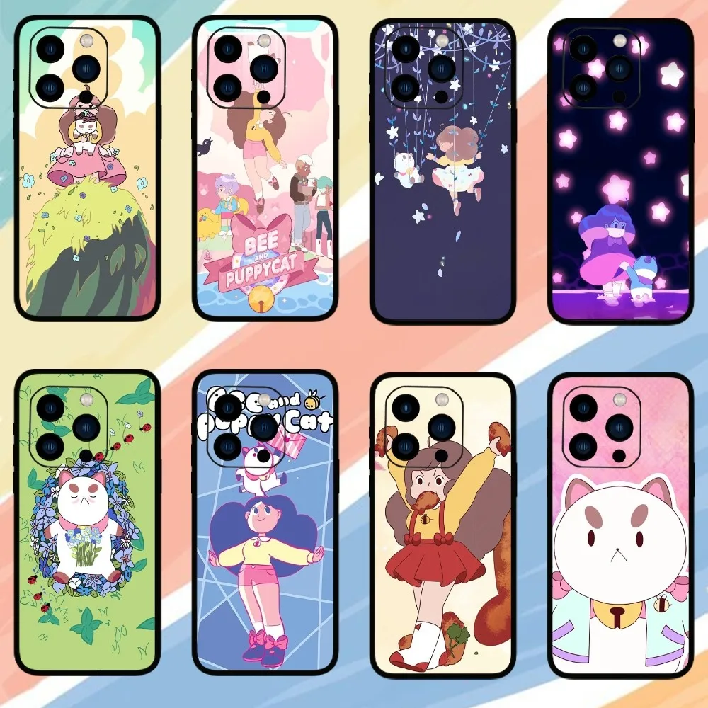 Cartoon B-Bee A-And Puppycat Phone Case For iPhone 15 14 13 12 11 Pro Max mini XS XR X 8 Plus SE Cover